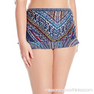Jessica Simpson Women's Plus-Size Dusty Road Denim-Inspired Ruffle Skirted Bikini Bottom Peri Multi B01M4HAEO9
